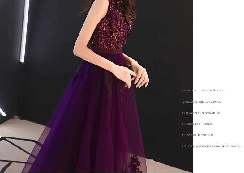 即納ドレス あす楽 a1401 ロングドレス パープル大人イブニングドレス カラードレス ブライズメイド  Aラインドレス ステージドレス お急ぎ 演奏会 大きいサイズ 結婚式二次会  お呼ばれ 結婚式 発表会 ロング丈 即日発送 上品