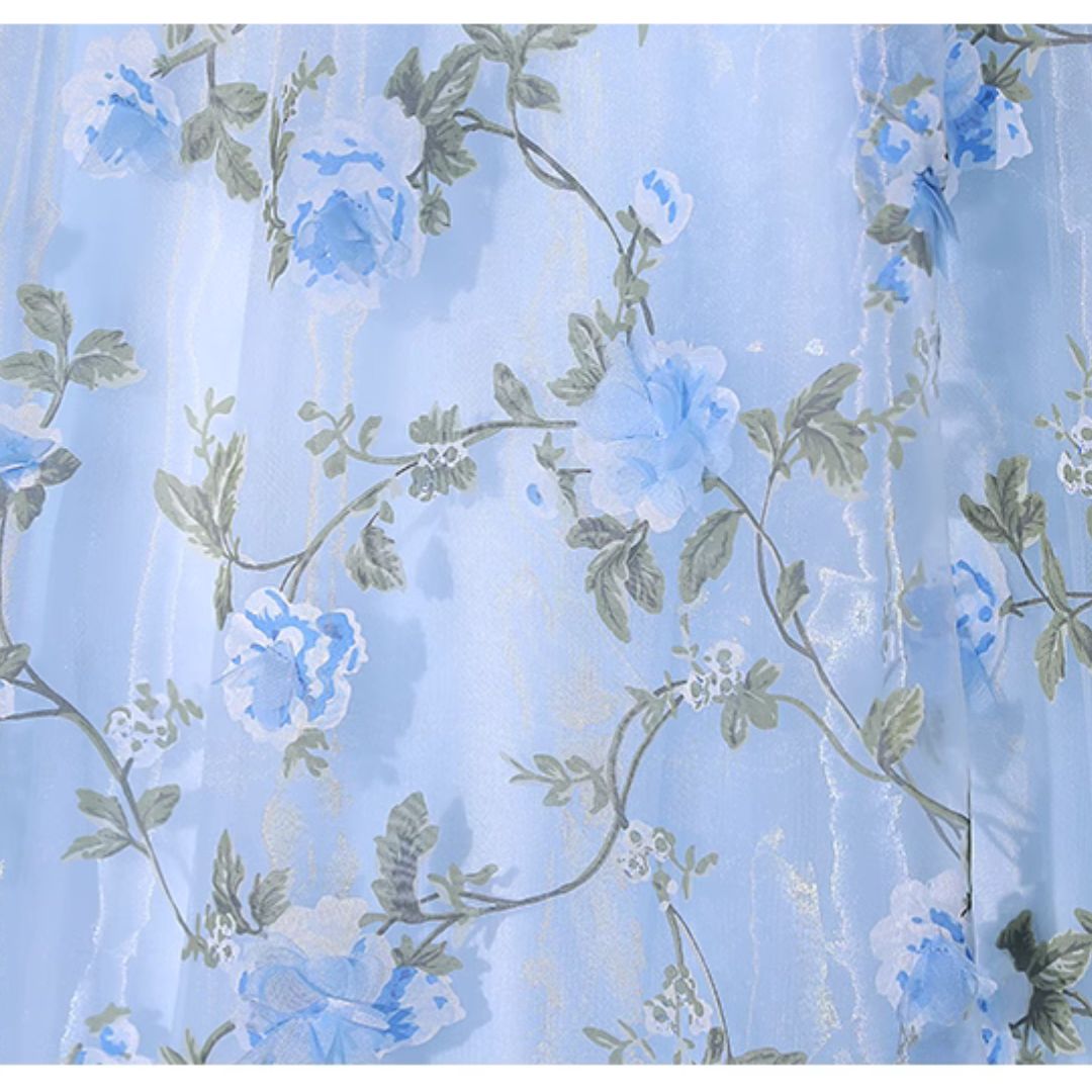 3-6698 (着丈 サイズオーダー可能) ロングドレス オーダーメイド Aラインドレス プリンセスドレス ノースリーブドレス フォーマルドレス パーティードレス 結婚式 演奏会 発表会 高級ドレス ラグジュアリー フラワー刺繍 レース チュール素材 立体花柄 透明感 エアリーボリューム 縦長効果 宮殿階段 シャンデリア光 気品 可憐 主役級 楽天市場人気 (水色)XS S M L XL XXL XXXL