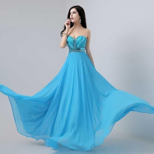 emerson Aラインドレス (着丈 サイズオーダー可能) オーダーメイド ロングドレス スカイブルードレス シフォンドレス ストラップレスドレス ビジュードレス ハートカットドレス 上質素材 高級感 美シルエット 透明感 体型補整 大人上品 静かな華やぎ パーティー 日本人女性 プレミアム ラグジュアリー エレガント フォーマル (スカイブルー)