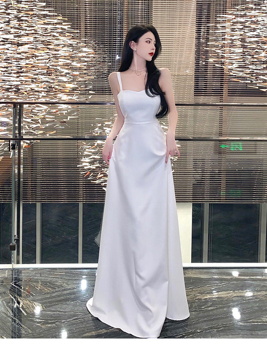 3-fjf8d4 (着丈 サイズオーダー可能) オーダーメイド ロングドレス Aラインドレス ノースリーブドレス フォーマルドレス 上質素材 ミニマルデザイン クラシックホテル ラウンジ空間 自然光 気品 透明感 美シルエット 大人女性 正装 結婚式 披露宴 演奏会 晩餐会 パーティー 高級感 日本人女性向け (ホワイト)XS S M L XL XXL XXXL