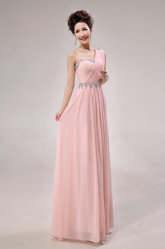 9032 ロングドレス (着丈 サイズオーダー可能) オーダーメイド ワンショルダードレス シフォンドレス マゼンタドレス ケープ付きドレス Aラインドレス 体型補整 美シルエット 高級感 上質素材 特別な夜 ホテルラウンジ (ピンク)