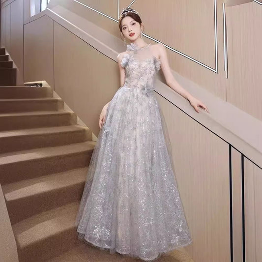 Triana プリンセスライン オーダーメイド 着丈 サイズオーダー可能 ロングドレス ベージュドレス オフショルダードレス チュールレイヤー パーティードレス 結婚式 ワンピース ロング丈 袖あり レース 体型カバー お呼ばれ 二次会 披露宴 20代 30代 40代 大きいサイズ 花柄刺繍 ビジュー装飾 背中ファスナー シースルーパフスリーブ 写真映え ホテルディナー 誕生日会 演奏会 ロマンティック 静かな美しさ 夢のような瞬間 高貴な存在感(ベージュ)XS S M L XL XXL XXXL