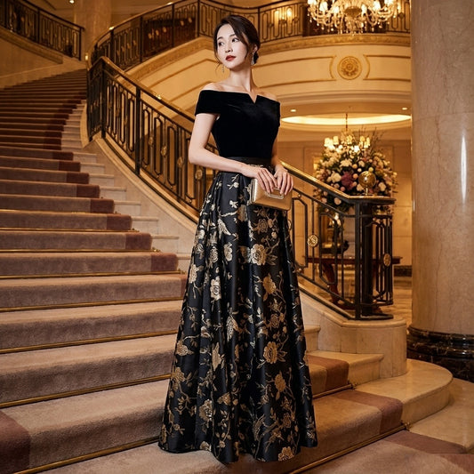 alessia Aラインドレス ブラック XS S M L XL XXL 結婚式 大きいサイズ 演奏会 パーティードレス ロングドレス お呼ばれ ドレス ワンピース 二次会 発表会 母親 フォーマルドレス 袖あり フォーマル パーティー 披露宴 同窓会 アフタヌーン ドレス ママ ドレス ミセス 七分袖 洋装 長袖 マザーズ ドレス 演奏会用 ドレス レディース Aライン