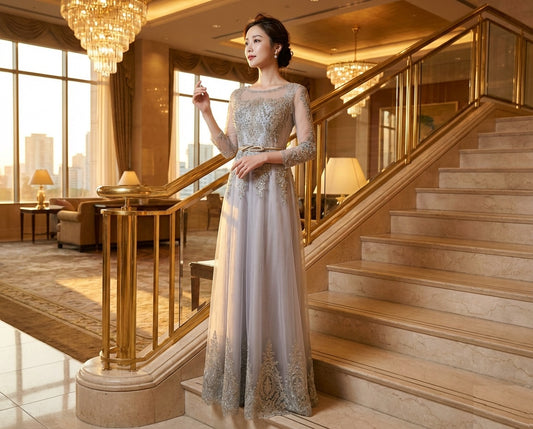 natala Aラインドレス グレー S M L XL XXL 即日発送 即納 結婚式 パーティードレス 体型カバー 小柄 ゆったり マタニティ ブラジャー 20代 30代 40代 50代 ブランド ワンピース シャンパン 夏 持ち運び