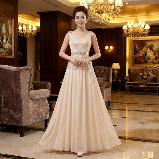 pascal オーダーメイド Aラインドレス シャンパンレース 優雅ロングドレス プレミアムエレガンス (ベージュ)