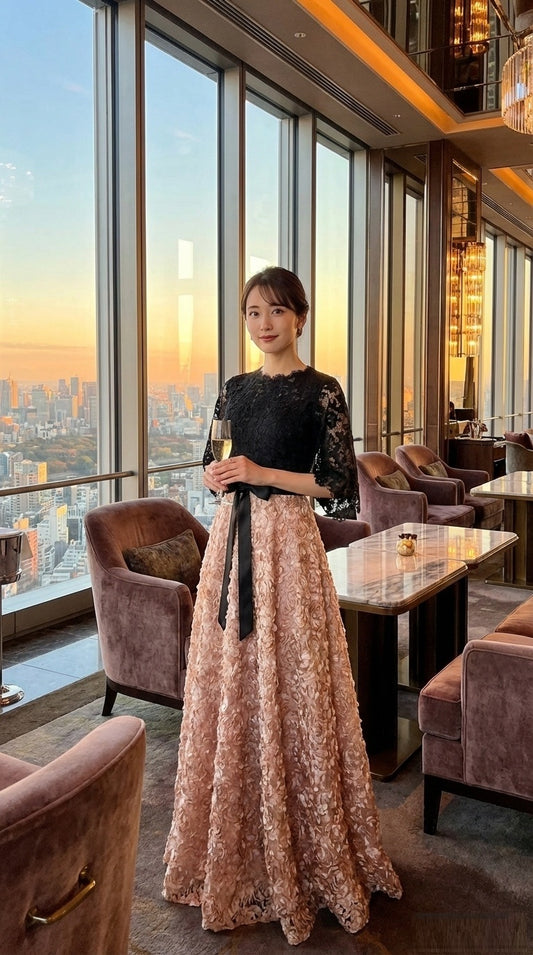 即納ドレス あす楽 naina Aラインドレス ブラック/ゴールド XS S M L XL XXL XXXL 即日発送 明日 届く 結婚式 大きいサイズ 演奏会 パーティードレス ロングドレス お呼ばれ ドレス ワンピース 二次会 発表会 母親 フォーマルドレス 袖あり フォーマル パーティー 披露宴 同窓会 アフタヌーン ドレス ママ ドレス ミセス 七分袖 洋装 長袖 マザーズ ドレス 演奏会用 ドレス レディース Aライン