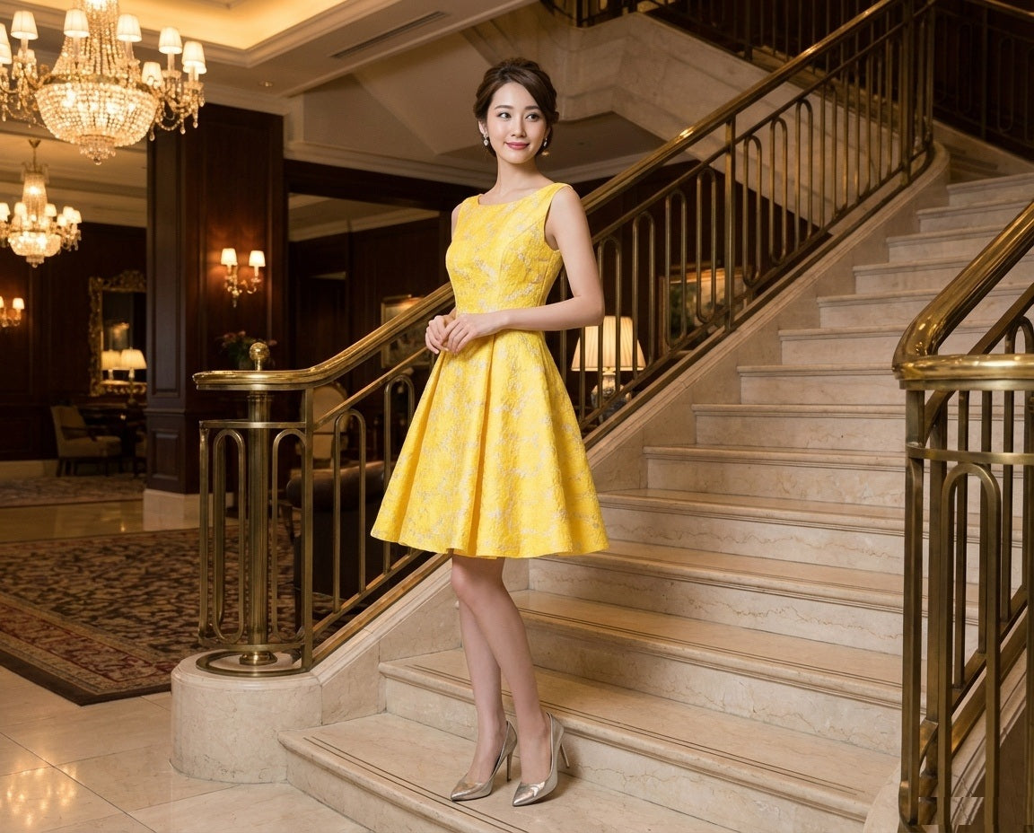 美品✨人気完売品 フォクシー カトレアドレス 銀座本店限定 イエロー 定価13万 美品✨人気完売品 フォクシー カトレアドレス 銀座本店限定 イエロー