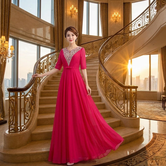 即納ドレス あす楽 marf Aラインドレス ブルー(明るい青) ネイビー(濃い青) ホワイト レッド パープル S M L XL XXL XXXL 即日発送 明日 届く 結婚式 大きいサイズ 演奏会 パーティードレス ロングドレス お呼ばれ ドレス ワンピース 二次会 発表会 母親 フォーマルドレス 袖あり フォーマル パーティー 披露宴 同窓会 アフタヌーン ドレス ママ ドレス ミセス 七分袖 洋装 長袖 マザーズ ドレス 演奏会用 ドレス レディース Aライン