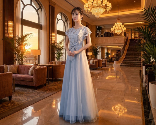 noemin Aラインドレス グレー XS S M L XL XXL XXXL 即日発送 即納 結婚式 パーティードレス 体型カバー 小柄 ゆったり マタニティ ブラジャー 20代 30代 40代 50代 ブランド ワンピース シャンパン 夏 持ち運び