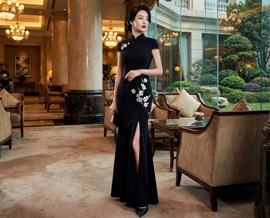 即納ドレス あす楽 polinu スリットドレス ブラック XS S M L XL XXL XXXL 即日発送 明日 届く 結婚式 大きいサイズ 演奏会 パーティードレス ロングドレス お呼ばれ ドレス ワンピース 二次会 発表会 母親 フォーマルドレス 袖あり フォーマル パーティー 披露宴 同窓会 アフタヌーン ドレス ママ ドレス ミセス 七分袖 洋装 長袖 マザーズ ドレス 演奏会用 ドレス レディース Aライン