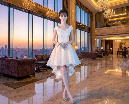 即納ドレス あす楽 ducasse フィッシュテール アプリコット XS S M L XL XXL XXXL 即日発送 明日 届く 即日発送 即納 結婚式 パーティードレス 体型カバー 小柄 ゆったり マタニティ ブラジャー 20代 30代 40代 50代 ブランド ワンピース シャンパン 夏 持ち運び