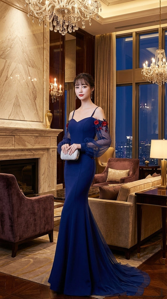 dana マーメイドドレス ネイビー XS S M L XL XXL 即日発送 即納 結婚式 パーティードレス 体型カバー 小柄 ゆったり マタニティ ブラジャー 20代 30代 40代 50代 ブランド ワンピース シャンパン 夏 持ち運び