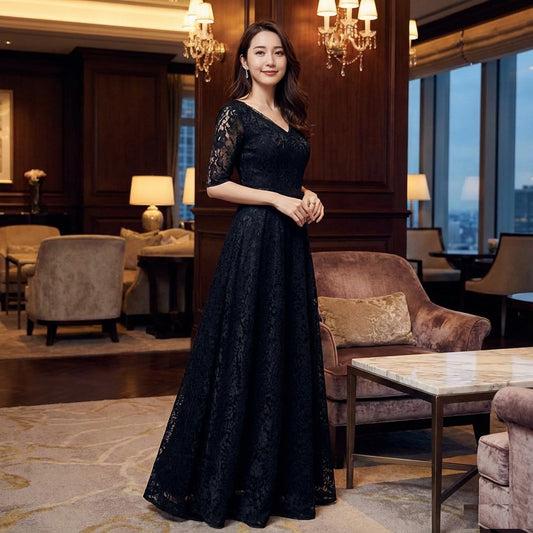 Tamarix オーダーメイド マーメイド Aライン 優雅な輝き 最高の一夜 大人の気品 (ブラック)