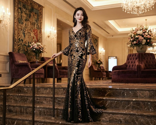 即納ドレス あす楽 abigail マーメイドドレス ゴールド/ベージュ ブラック/ゴールド ゴールド/ブラック レッド/ホワイト ピンク/ベージュ ブラック XS S M L XL XXL 結婚式 大きいサイズ 演奏会 パーティードレス ロングドレス お呼ばれ ドレス ワンピース 二次会 発表会 母親 フォーマルドレス 袖あり フォーマル パーティー 披露宴 同窓会 アフタヌーン ドレス ママ ドレス ミセス 七分袖 洋装 長袖 マザーズ ドレス 演奏会用 ドレス レディース Aライン