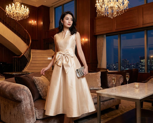 elba Aラインドレス アプリコット XS S M L XL XXL 即日発送 即納 結婚式 パーティードレス 体型カバー 小柄 ゆったり マタニティ ブラジャー 20代 30代 40代 50代 ブランド ワンピース シャンパン 夏 持ち運び