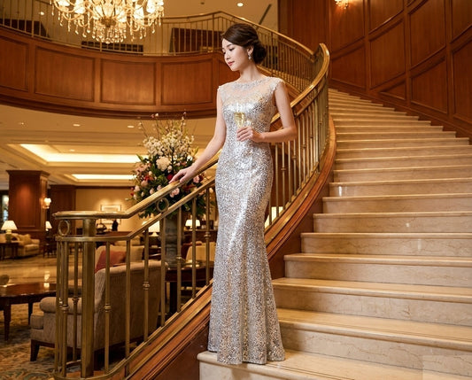 即納ドレス あす楽 morax マーメイドドレス シルバー S M L XL XXL 即日発送 明日 届く 結婚式 大きいサイズ 演奏会 パーティードレス ロングドレス お呼ばれ ドレス ワンピース 二次会 発表会 母親 フォーマルドレス 袖あり フォーマル パーティー 披露宴 同窓会 アフタヌーン ドレス ママ ドレス ミセス 七分袖 洋装 長袖 マザーズ ドレス 演奏会用 ドレス レディース Aライン