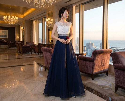 alyssa Aラインドレス ネイビー XS S M L XL XXL 即日発送 即納 結婚式 パーティードレス 体型カバー 小柄 ゆったり マタニティ ブラジャー 20代 30代 40代 50代 ブランド ワンピース シャンパン 夏 持ち運び