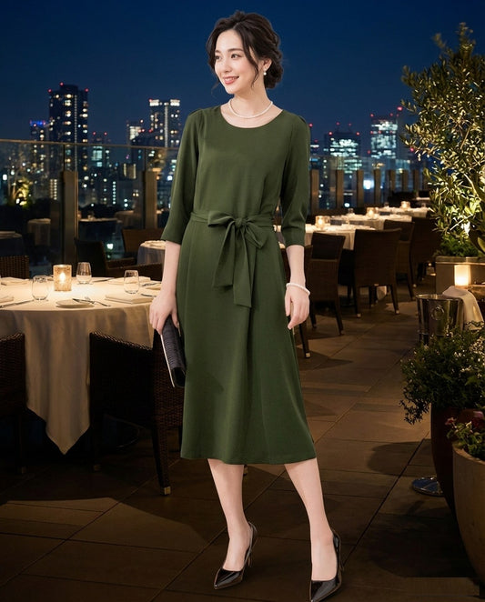 iolite Aラインドレス カジュアル Mustard Rustred Peacock Green Navy S M L XL XXL 結婚式 大きいサイズ 演奏会 パーティードレス ロングドレス お呼ばれ ドレス ワンピース 二次会 発表会 母親 フォーマルドレス 袖あり フォーマル パーティー 披露宴 同窓会 アフタヌーン ドレス ママ ドレス ミセス 七分袖 洋装 長袖 マザーズ ドレス 演奏会用 ドレス レディース Aライン