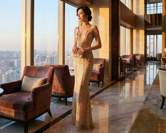 aapeli マーメイドドレス ゴールド レッド ホワイト グリーン ホワイト/ブラウン グリーン/ブラック レッド/グリーン S M L XL 結婚式 大きいサイズ 演奏会 パーティードレス ロングドレス お呼ばれ ドレス ワンピース 二次会 発表会 母親 フォーマルドレス 袖あり フォーマル パーティー 披露宴 同窓会 アフタヌーン ドレス ママ ドレス ミセス 七分袖 洋装 長袖 マザーズ ドレス 演奏会用 ドレス レディース Aライン