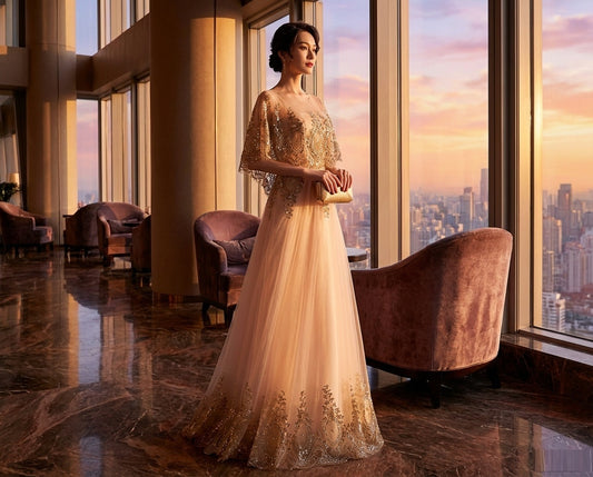 即納ドレス あす楽 cernay Aラインドレス ゴールド XS S M L XL XXL 即日発送 明日 届く 結婚式 大きいサイズ 演奏会 パーティードレス ロングドレス お呼ばれ ドレス ワンピース 二次会 発表会 母親 フォーマルドレス 袖あり フォーマル パーティー 披露宴 同窓会 アフタヌーン ドレス ママ ドレス ミセス 七分袖 洋装 長袖 マザーズ ドレス 演奏会用 ドレス レディース Aライン