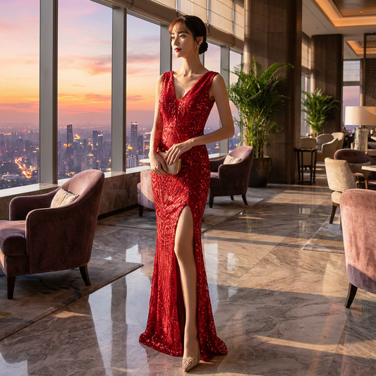 即納ドレス あす楽 yolanda マーメイドドレス レッド XS S M L XL XXL XXXL 即日発送 明日 届く 結婚式 大きいサイズ 演奏会 パーティードレス ロングドレス お呼ばれ ドレス ワンピース 二次会 発表会 母親 フォーマルドレス 袖あり フォーマル パーティー 披露宴 同窓会 アフタヌーン ドレス ママ ドレス ミセス 七分袖 洋装 長袖 マザーズ ドレス 演奏会用 ドレス レディース Aライン