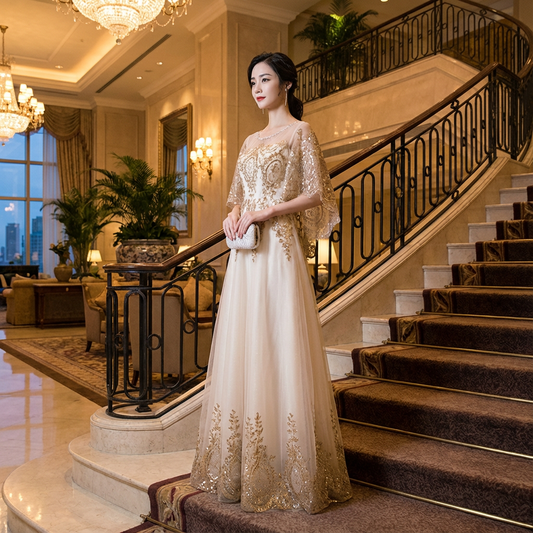 即納ドレス あす楽 dubois Aラインドレス ゴールド S M L XL XXL 3XL 4XL 即日発送 明日 届く 結婚式 大きいサイズ 演奏会 パーティードレス ロングドレス お呼ばれ ドレス ワンピース 二次会 発表会 母親 フォーマルドレス 袖あり フォーマル パーティー 披露宴 同窓会 アフタヌーン ドレス ママ ドレス ミセス 七分袖 洋装 長袖 マザーズ ドレス 演奏会用 ドレス レディース Aライン