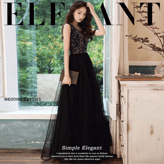 3-653 (着丈 サイズオーダー可能) ロングドレス オーダーメイド Aラインドレス ノースリーブドレス ブラックドレス フォーマルドレス パーティードレス 結婚式 演奏会 発表会 高級ドレス ラグジュアリー ビジュー刺繍 パープル装飾 透明感 デコルテ美 縦長効果 美シルエット 宮殿階段 シャンデリア光 大人女性 気品 静かな華やぎ 主役級 楽天市場人気 (ブラック)XS S M L XL XXL XXXL