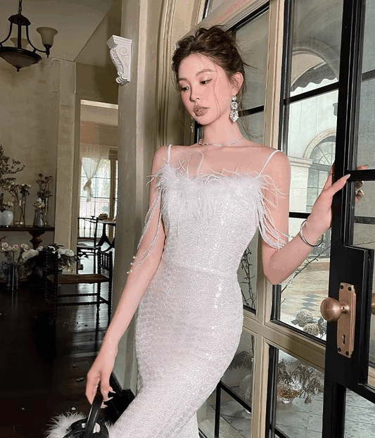 63736 (着丈 サイズオーダー可能) オーダーメイド マーメイドドレス ロングドレス ノースリーブドレス ホワイトドレス フォーマルドレス 上質素材 縦ライン強調 美シルエット 窓際ナイトビュー 高層ホテル 都会的 気品 透明感 大人女性 正装 結婚式 披露宴 演奏会 晩餐会 パーティー 高級感 日本人女性向け (ホワイト)XS S M L XL XXL XXXL