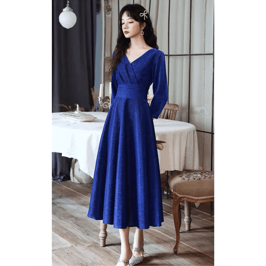 3-fjd6 (着丈 サイズオーダー可能) ロングドレス マーメイドドレス ノースリーブドレス オーダーメイド 高級ドレス ブルードレス フォーマルドレス パーティードレス 結婚式 演奏会 二次会 テラスレストラン 夜景 上質素材 ドレープ 縦ライン 美シルエット 大人女性 気品 透明感 知的エレガンス 主役級存在感 日本人女性 (ブルー)XS S M L XL XXL XXXL