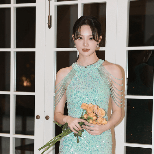 3-666 (着丈 サイズオーダー可能) マーメイドドレス オーダーメイド ロングドレス ノースリーブドレス スパンコールドレス フォーマルドレス パーティードレス 結婚式 二次会 演奏会用 高級ドレス ラグジュアリー 繊細ビジュー 刺繍装飾 全面煌めき 美ボディライン 縦長効果 ホテルラウンジ 夜景照明 大人女性 気品 透明感 静かな華やぎ 主役級 楽天市場人気 (グリーン)XS S M L XL XXL XXXL