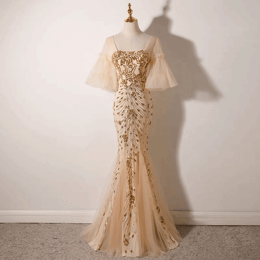 3-8877 (着丈 サイズオーダー可能) マーメイドドレス オーダーメイド ロングドレス ノースリーブドレス レースドレス ビジュードレス 立体装飾 フロアレングス クラシックホテル シャンデリア光 気品 女優的存在感 大人女性 美シルエット 上質素材 高級感 特別な夜 結婚式 披露宴 二次会 演奏会 パーティー フォーマル 日本人女性 (ベージュ)XS S M L XL XXL XXXL