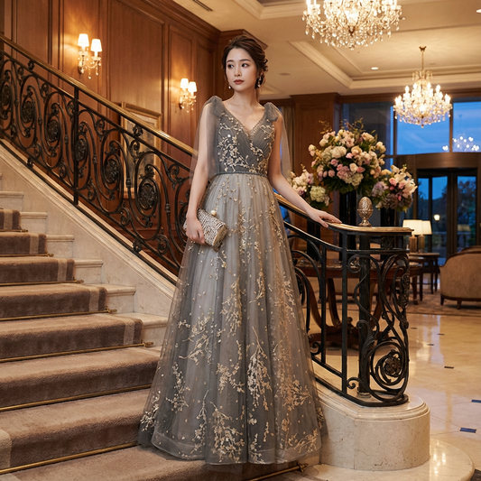 即納ドレス あす楽 nikola Aラインドレス グレー XS S M L XL XXL XXXL 即日発送 明日 届く 結婚式 大きいサイズ 演奏会 パーティードレス ロングドレス お呼ばれ ドレス ワンピース 二次会 発表会 母親 フォーマルドレス 袖あり フォーマル パーティー 披露宴 同窓会 アフタヌーン ドレス ママ ドレス ミセス 七分袖 洋装 長袖 マザーズ ドレス 演奏会用 ドレス レディース Aライン