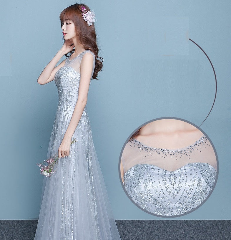 taylor Aラインドレス グレー ゴールド レッド S M L XL - アルカドレス