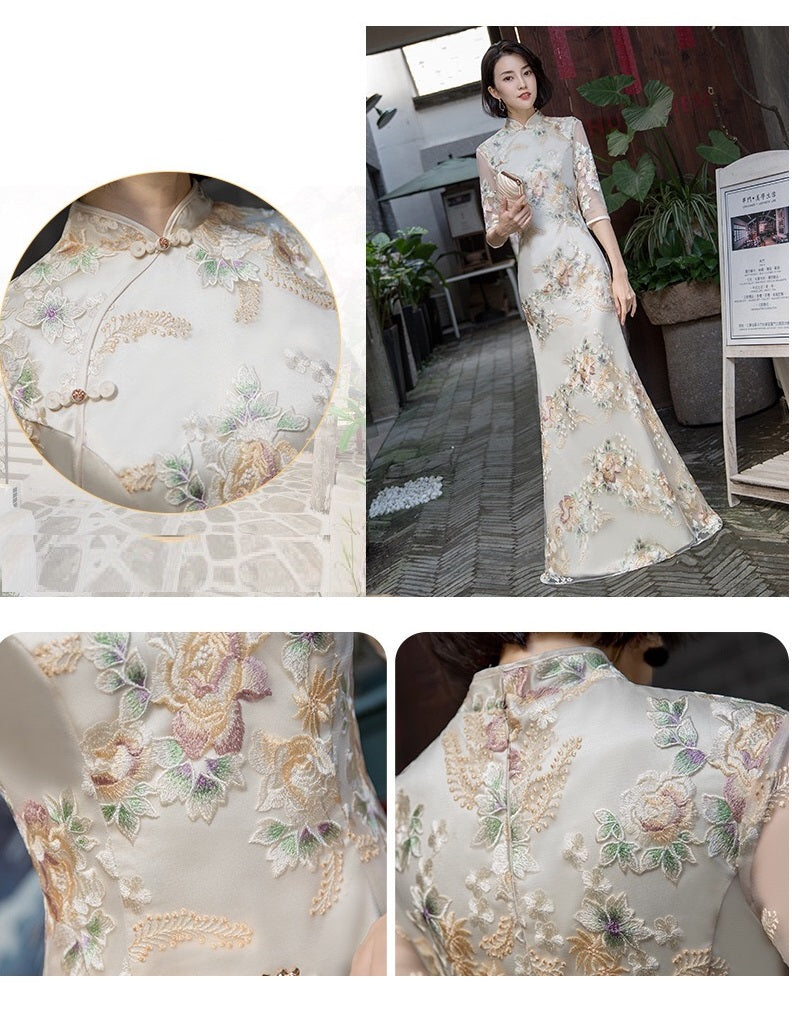 bruna マーメイド (着丈 サイズオーダー可能) オーダーメイド Aラインドレス ロングドレス レースドレス ノースリーブドレス ホワイトドレス フォーマルドレス 上質素材 総レース ナチュラルシルエット カフェテラス 都会的背景 自然光 透明感 気品 清楚 大人女性 正装 結婚式 披露宴 二次会 パーティー 高級感 日本人女性向け (ホワイト)XS S M L XL XXL XXXL