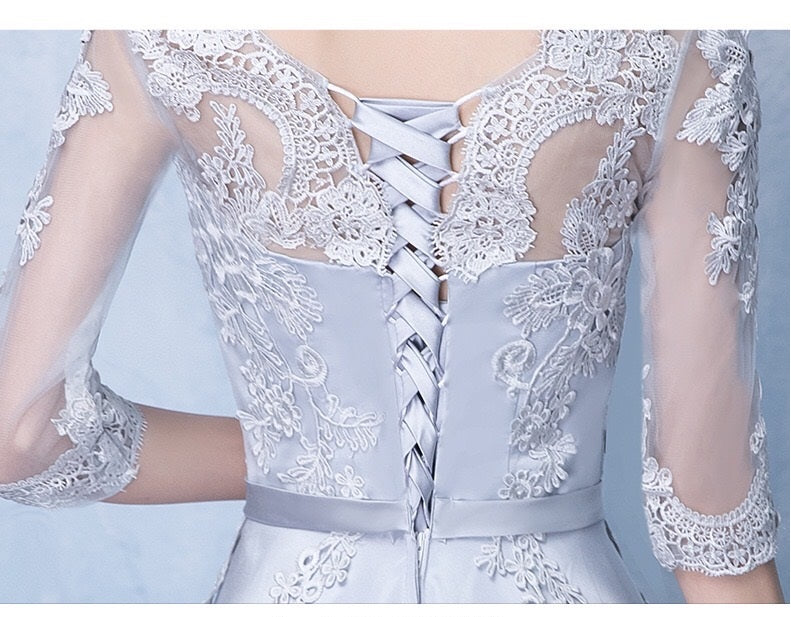 sadie Aラインドレス ショートドレス グレー XS S M L XL XXL 即日発送 即納 結婚式 パーティードレス 体型カバー 小柄  ゆったり マタニティ ブラジャー 20代 30代 40代 50代 ブランド ワンピース シャンパン 夏 持ち運び