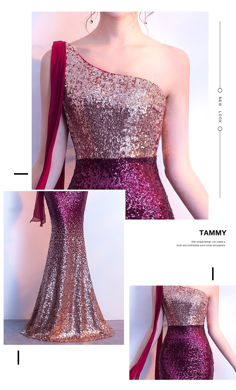 lupin (着丈 サイズオーダー可能) マーメイドドレス ロングドレス スパンコールドレス オーダーメイド イブニングドレス パーティードレス フォーマルドレス グラデーションドレス ビジュー スパンコール 上質素材 立体裁断 曲線美 強調 大人女性 気品 高級感 洗練 ホテルラウンジ 夜景 窓際ポージング 照明光 特別な夜 主役級 存在感 写真映え(ネイビー)