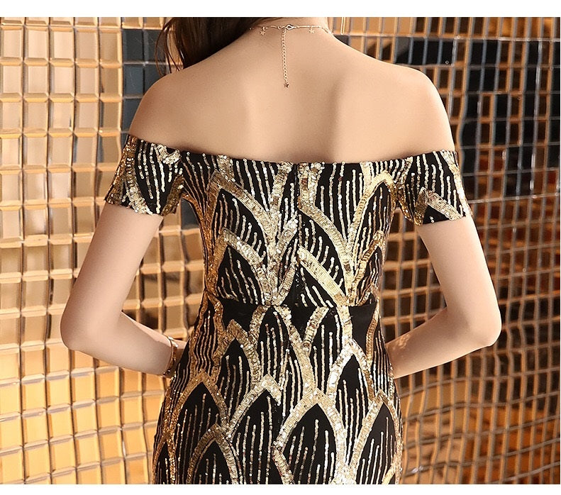 abigail マーメイドドレス ゴールド ブラック/ゴールド ブラック グリーン S M L XL XXL - アルカドレス