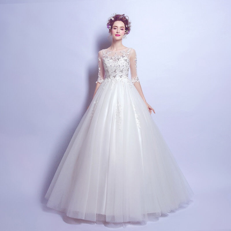 fabiana Aラインドレス ウェディングドレス ホワイト XSS XS S M L XL XXL XXXL 結婚式 大きいサイズ 演奏会 パーティードレス ロングドレス お呼ばれ ドレス ワンピース 二次会 発表会 母親 フォーマルドレス 袖あり フォーマル パーティー 披露宴 同窓会 アフタヌーン ドレス ママ ドレス ミセス 七分袖 洋装 長袖 マザーズ ドレス 演奏会用 ドレス レディース Aライン