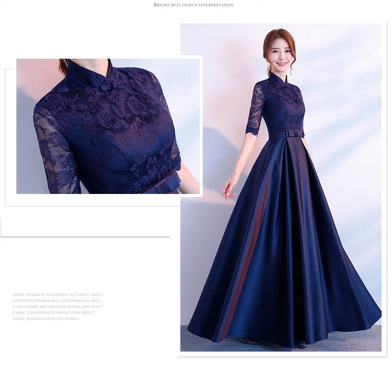 arviere Aラインドレス ネイビー ロング ミディアム XS S M L XL XXL 即日発送 即納 結婚式 パーティードレス 体型カバー 小柄  ゆったり マタニティ ブラジャー 20代 30代 40代 50代 ブランド ワンピース シャンパン 夏 持ち運び