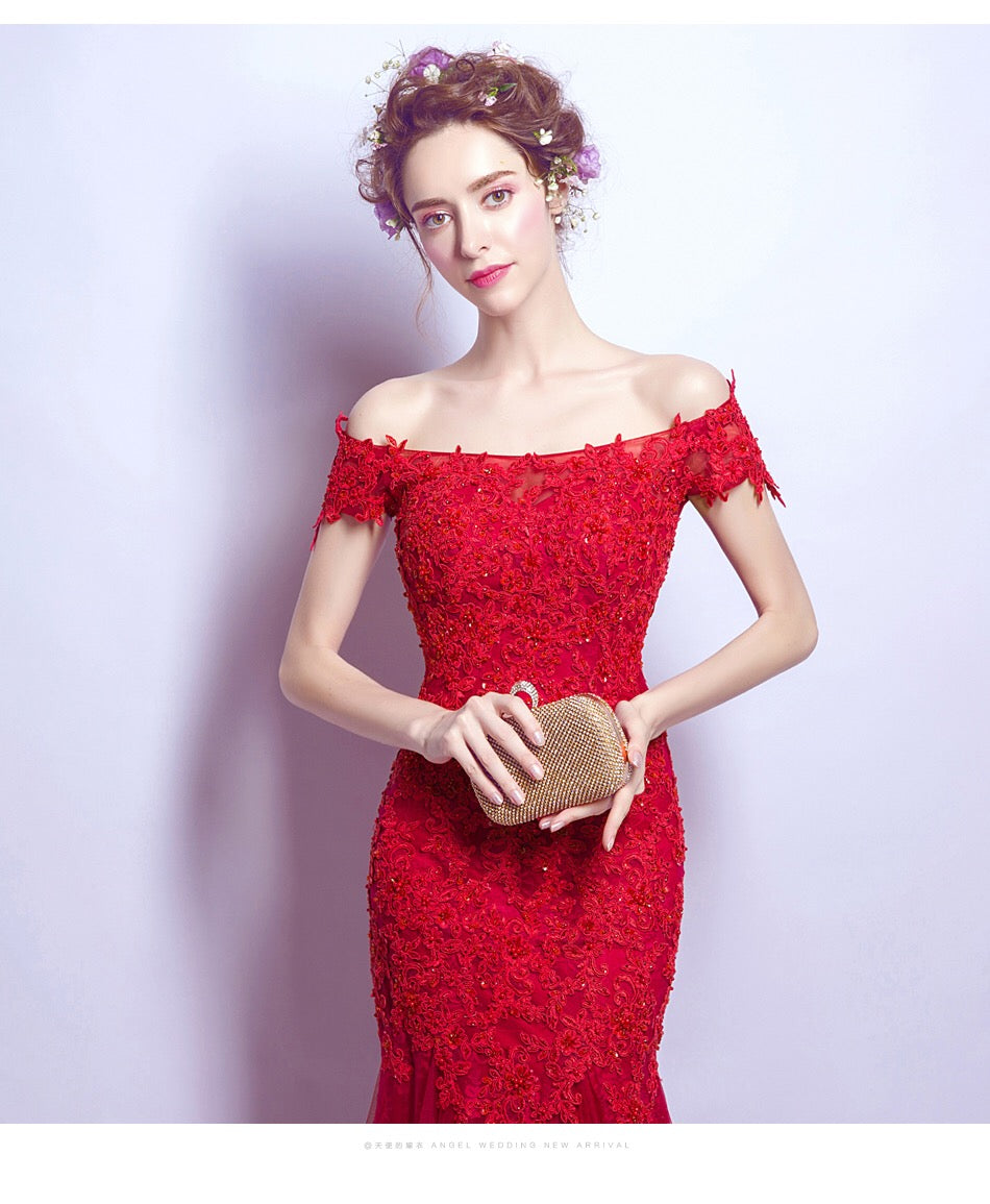 shirley マーメイドドレス レッド XS S M L XL XXL XXXL 即日発送 即納 結婚式 パーティードレス 体型カバー 小柄 ゆったり マタニティ ブラジャー 20代 30代 40代 50代 ブランド ワンピース シャンパン 夏 持ち運び