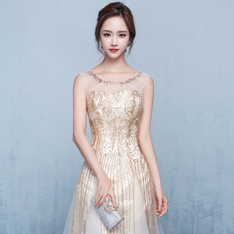 oriana Aラインドレス ゴールド XS S M L XL XXL - アルカドレス