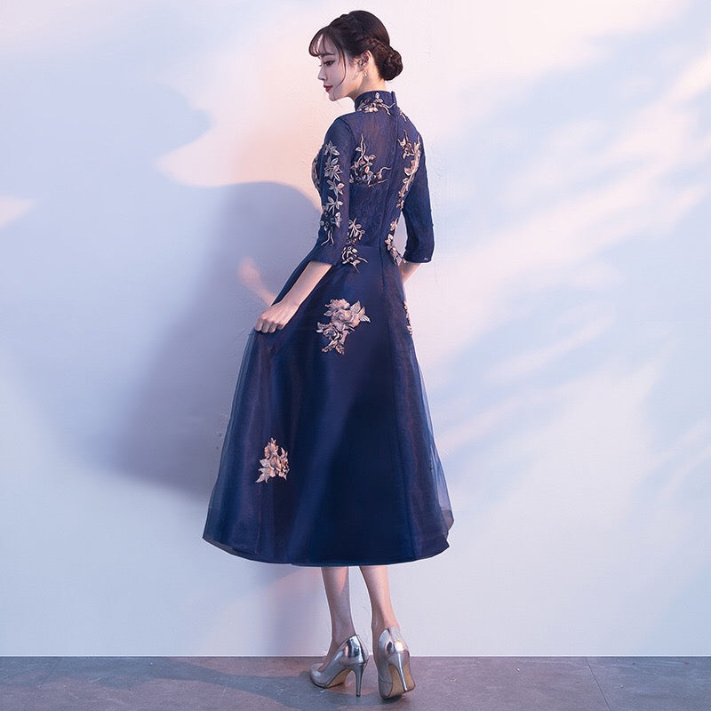 laplace Aラインドレス ネイビー S M L XL XXL 即日発送 即納 結婚式 パーティードレス 体型カバー 小柄 ゆったり マタニティ ブラジャー 20代 30代 40代 50代 ブランド ワンピース シャンパン 夏 持ち運び