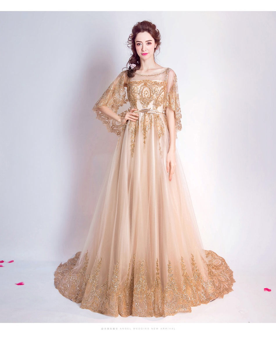 stefanie Aラインドレス ゴールド S M L XL XXL XXXL - アルカドレス