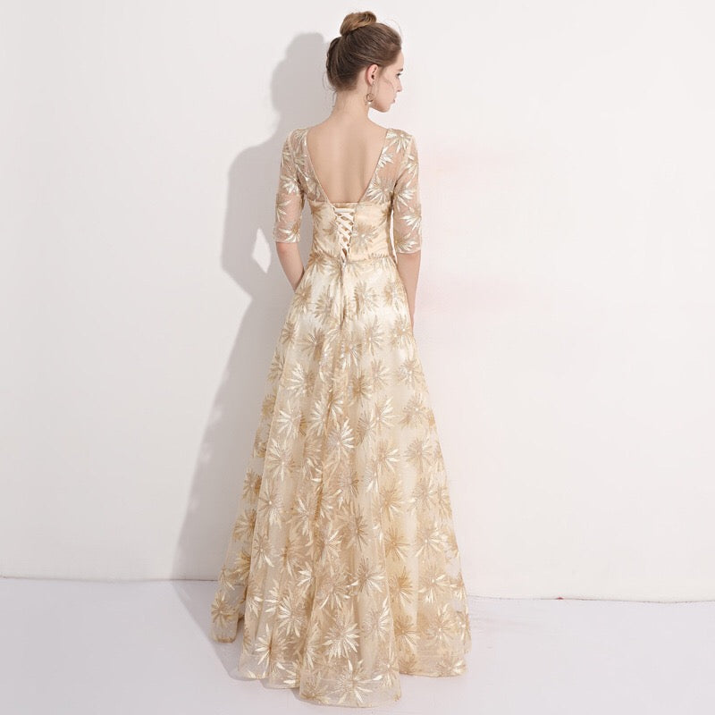 gulielma Aラインドレス ゴールド S M L XL XXL 即日発送 即納 結婚式 パーティードレス 体型カバー 小柄 ゆったり マタニティ ブラジャー 20代 30代 40代 50代 ブランド ワンピース シャンパン 夏 持ち運び