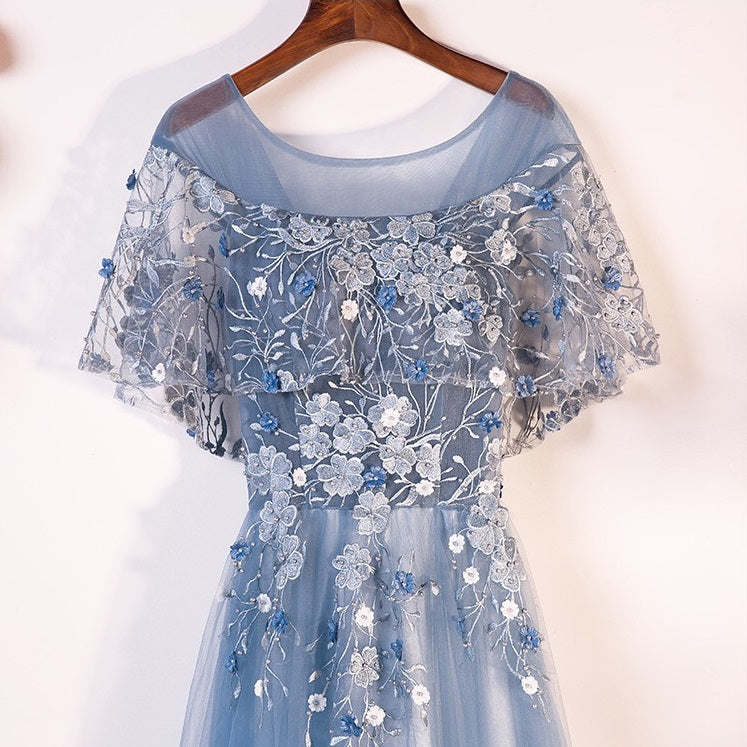 jennie (着丈 サイズオーダー可能) ロングドレス Aラインドレス ノースリーブドレス パーティードレス オーダーメイド 高級ドレス ラグジュアリー フォーマル イブニング チュールドレス レース装飾 透明感 清涼感 日本人女性 美シルエット 体型カバー ウエスト切替 鎖骨映え 気品 清楚 大人可憐 ホテル空間 朝夕光 自然光ライティング 階段シーン 写真映え 主役級 特別な一日 楽天人気 検索上位 (水色)XS S M L XL XXL XXXL