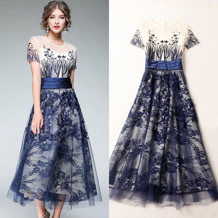 veronica Aラインドレス ネイビー S M L XL XXL - アルカドレス