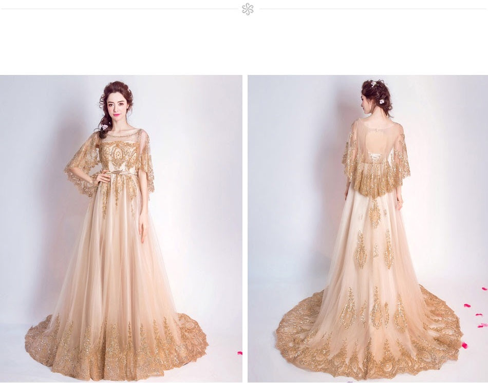 stefanie Aラインドレス ゴールド S M L XL XXL XXXL - アルカドレス