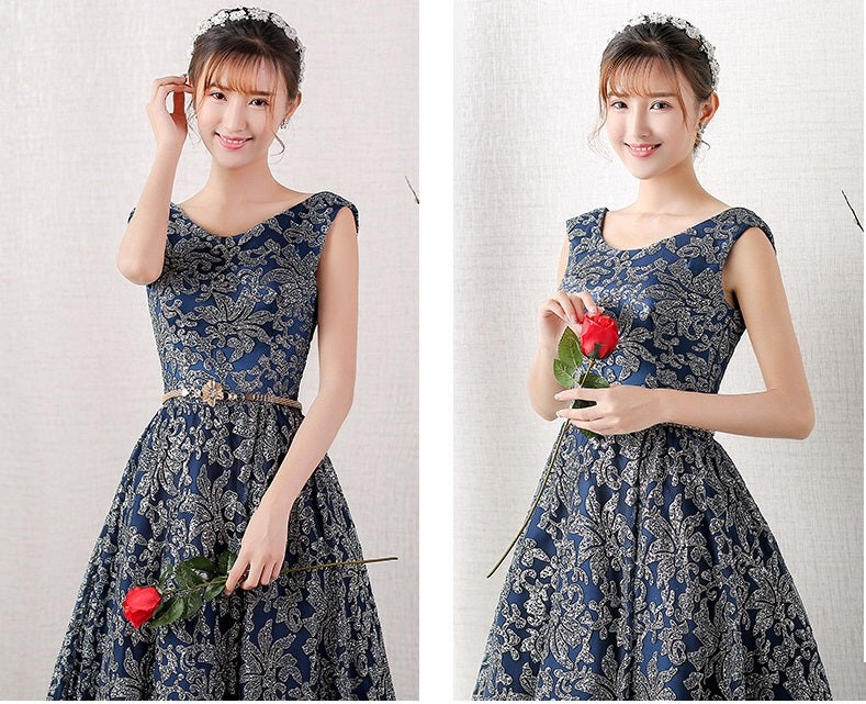 judee Aラインドレス ベージュ ネイビー S M L XL XXL - アルカドレス