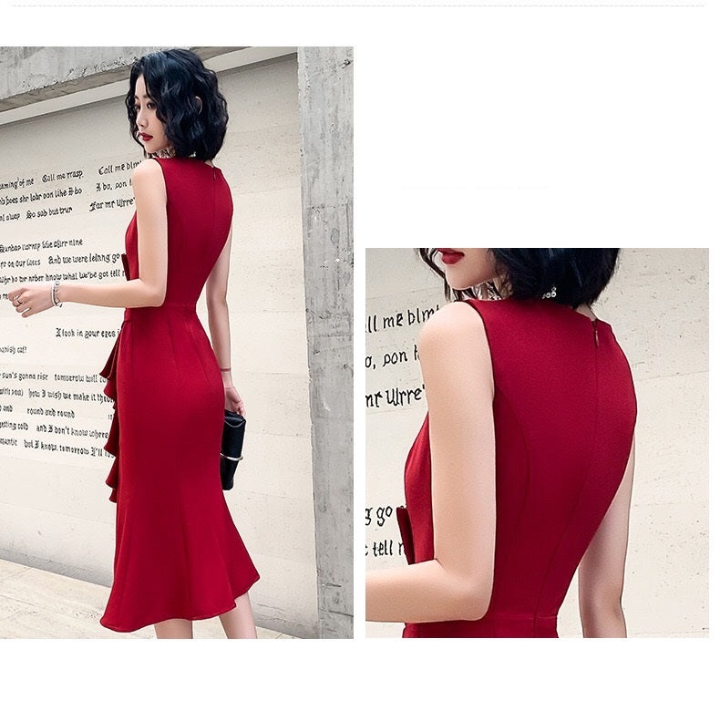 reginar スリットドレス レッド XS S M L XL 2XL 3XL 即日発送 即納 結婚式 パーティードレス 体型カバー 小柄 ゆったり マタニティ ブラジャー 20代 30代 40代 50代 ブランド ワンピース シャンパン 夏 持ち運び