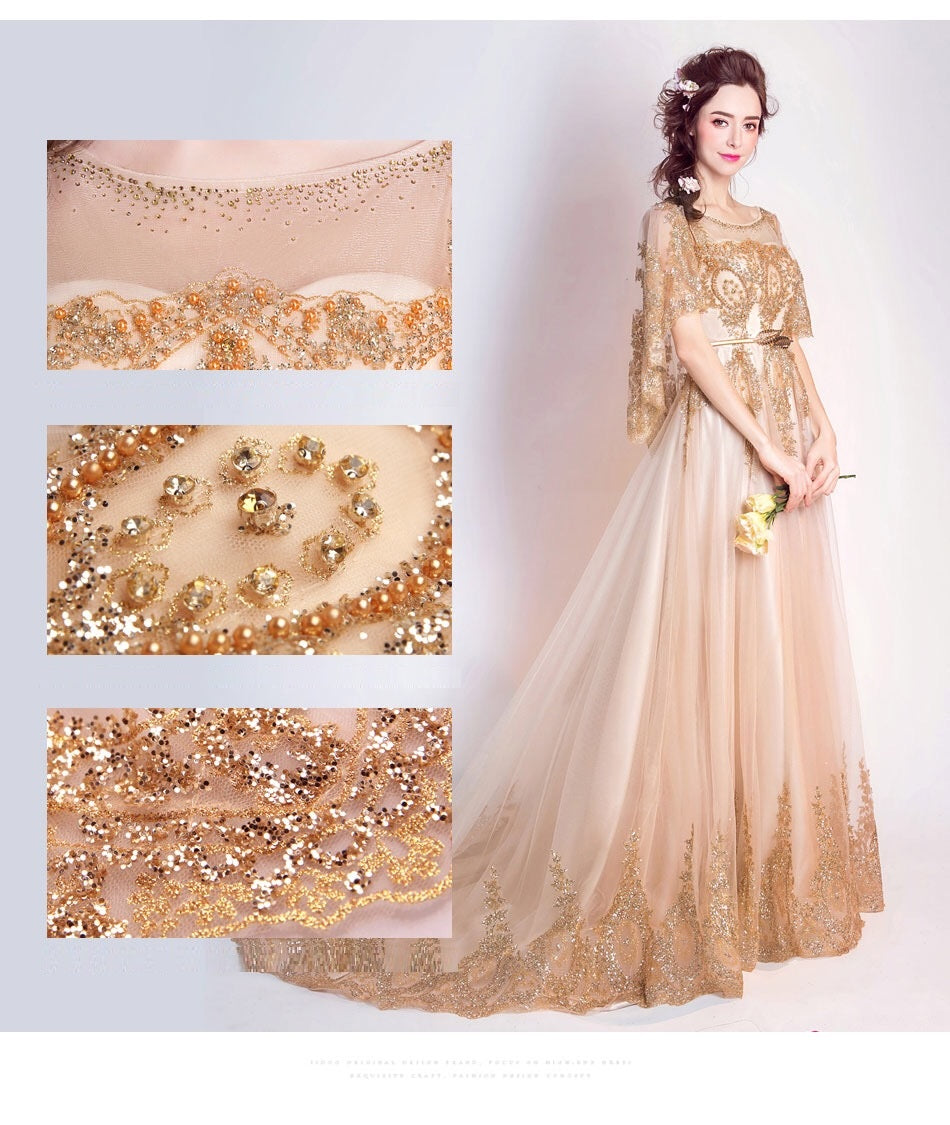 stefanie Aラインドレス ゴールド S M L XL XXL XXXL - アルカドレス